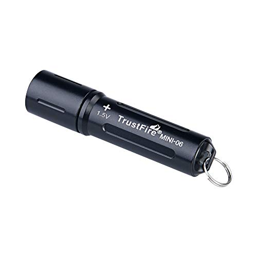 TrustFire MINI-06 - Mini linterna LED (90 lúmenes, con llavero y batería AAA, recargable), color negro