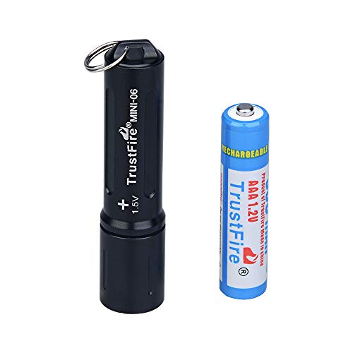 TrustFire MINI-06 - Mini linterna LED (90 lúmenes, con llavero y batería AAA, recargable), color negro TrustFire MINI-06 - Mini linterna LED (90 lúmenes, con llavero y batería AAA, recargable), color negro