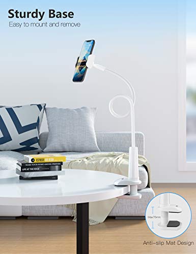 Tryone Soporte Tablet Teléfono Movil Flexible – Soporte con Brazo de Cuello de Cisne para Serie iPhone/Celulares Samsung/Huawei/Google Pixel y Más, 27.5 Pulgadas de Longitud en Total (Blanco) Tryone Soporte Tablet Teléfono Movil Flexible – Soporte con Brazo de Cuello de Cisne para Serie iPhone/Celulares Samsung/Huawei/Google Pixel y Más, 27.5 Pulgadas de Longitud en Total (Blanco)