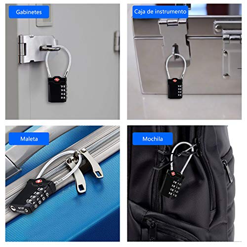 TSA Equipaje Locks, [VersióN MáS Nueva] [Paquete De 2] Diyife Candado De Seguridad Diyife De 4 DíGitos, Candados De CombinacióN, Bloqueo De CóDigo Para Maletas De Viaje, Mochila De Equipaje(Negro)