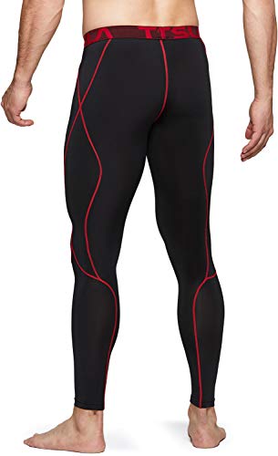 TSLA Dri Fit Mallas interiores de compresión para hombre, Mallas deportivas para entrenamiento, Mup39 1 pack – Negro & Rojo, S TSLA Dri Fit Mallas interiores de compresión para hombre, Mallas deportivas para entrenamiento, Mup39 1 pack – Negro & Rojo, S