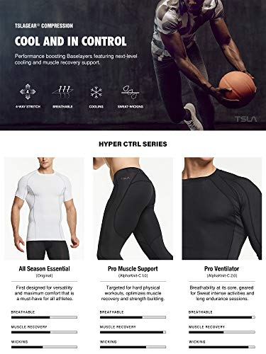 TSLA Dri Fit Mallas interiores de compresión para hombre, Mallas deportivas para entrenamiento, Mup39 1 pack – Negro & Rojo, S TSLA Dri Fit Mallas interiores de compresión para hombre, Mallas deportivas para entrenamiento, Mup39 1 pack – Negro & Rojo, S