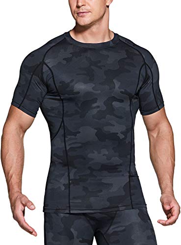 TSLA Dri Fit Mub33 - Camiseta interior de compresión de manga corta para hombre, talla XXL, color negro