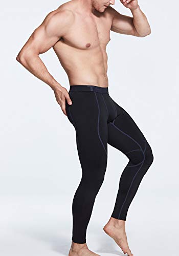 TSLA Yup53 - Mallas térmicas de compresión para hombre, con forro polar, 1 unidad, color negro y carbón, talla L TSLA Yup53 - Mallas térmicas de compresión para hombre, con forro polar, 1 unidad, color negro y carbón, talla L