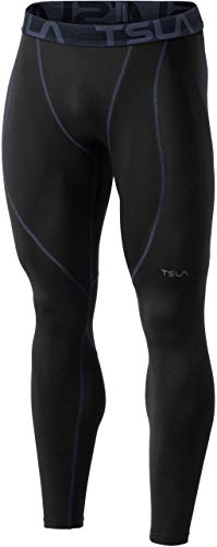 TSLA Yup53 - Mallas térmicas de compresión para hombre, con forro polar, 1 unidad, color negro y carbón, talla L