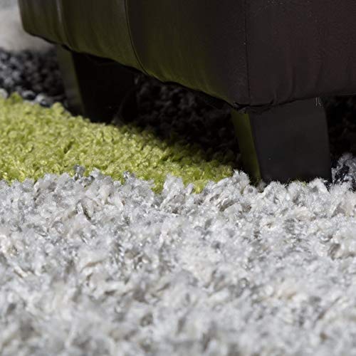 T&T Design - Alfombra lanuda de hilo largo Vigo con estampado en negro, blanco, gris y verde a un precio excelente, polipropileno, 160 x 220 cm T&T Design - Alfombra lanuda de hilo largo Vigo con estampado en negro, blanco, gris y verde a un precio excelente, polipropileno, 160 x 220 cm