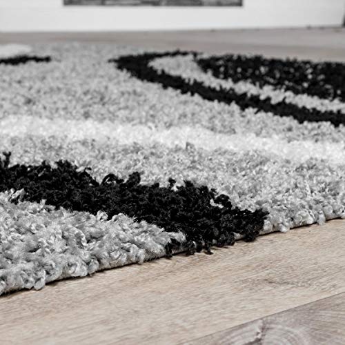 T&T Design Alfombra Shaggy Moderna Pelo Largo Diseño Vigo Gris Negro Crema Al Mejor Precio, Größe:140x200 cm T&T Design Alfombra Shaggy Moderna Pelo Largo Diseño Vigo Gris Negro Crema Al Mejor Precio, Größe:140x200 cm