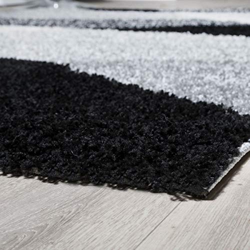 T&T Design Alfombra Shaggy Moderna Pelo Largo Diseño Vigo Negro Gris Blanco Al Mejor Precio, Größe:70x140 cm T&T Design Alfombra Shaggy Moderna Pelo Largo Diseño Vigo Negro Gris Blanco Al Mejor Precio, Größe:70x140 cm