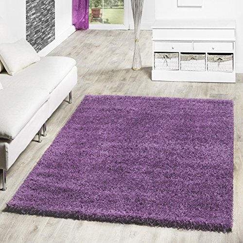 T&T Design Shaggy - Alfombra para salón, diferentes precios, varios colores, morado, 160 x 220 cm