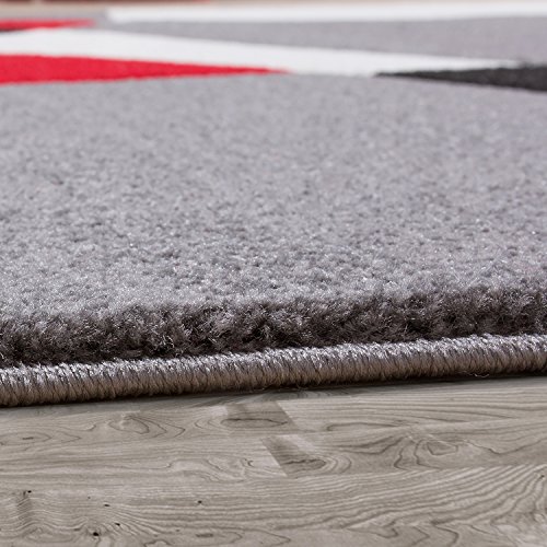 TT Home Alfombra Diseño Moderna Estampado Geométrico Contorneada Rojo Negro Gris, Größe:60x110 cm TT Home Alfombra Diseño Moderna Estampado Geométrico Contorneada Rojo Negro Gris, Größe:60x110 cm