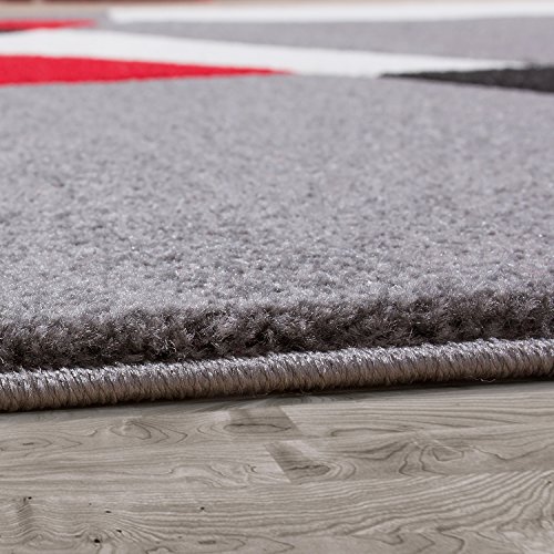 TT Home Alfombra Diseño Moderna Estampado Geométrico Contorneada Rojo Negro Gris, Größe:60x110 cm