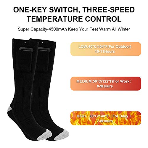 TTAototech Calcetines de calefacción eléctrica para hombre y mujer, calcetines de algodón cálidos para deportes al aire libre - camping, pesca, ciclismo, motociclismo, patinaje y esquí TTAototech Calcetines de calefacción eléctrica para hombre y mujer, calcetines de algodón cálidos para deportes al aire libre - camping, pesca, ciclismo, motociclismo, patinaje y esquí