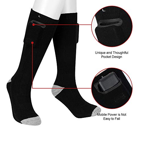 TTAototech Calcetines de calefacción eléctrica para hombre y mujer, calcetines de algodón cálidos para deportes al aire libre - camping, pesca, ciclismo, motociclismo, patinaje y esquí TTAototech Calcetines de calefacción eléctrica para hombre y mujer, calcetines de algodón cálidos para deportes al aire libre - camping, pesca, ciclismo, motociclismo, patinaje y esquí