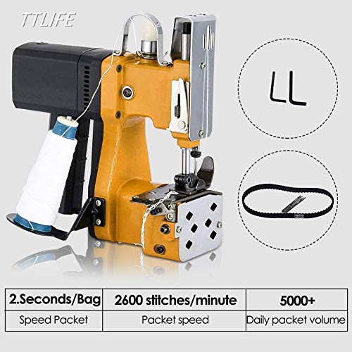 TTLIFE Máquina de coser portátil, máquina de cierre de bolsas portátil de 220 V, máquina de coser más cercana, costura eléctrica de bolsas de embalaje, sellado