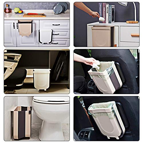 TTMOW Cubos de Basura Plegable Colgando para la Cocina, Coche 9L (Blanco)