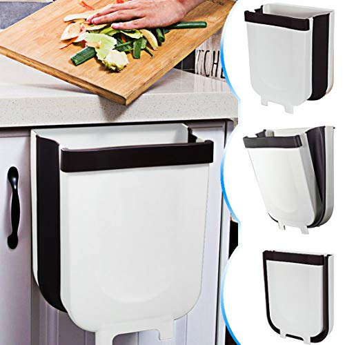 TTMOW Cubos de Basura Plegable Colgando para la Cocina, Coche 9L (Blanco) TTMOW Cubos de Basura Plegable Colgando para la Cocina, Coche 9L (Blanco)