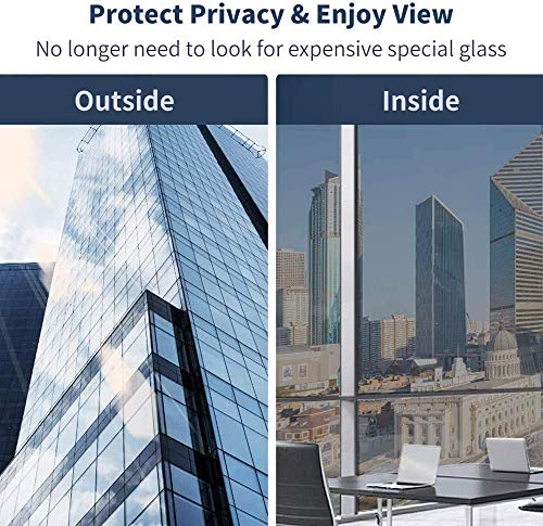 TTMOW Vinilo para Ventana, lámina de Espejo con Protector Solar y Protector de privacidad Anti 99% y Anti 85% IR