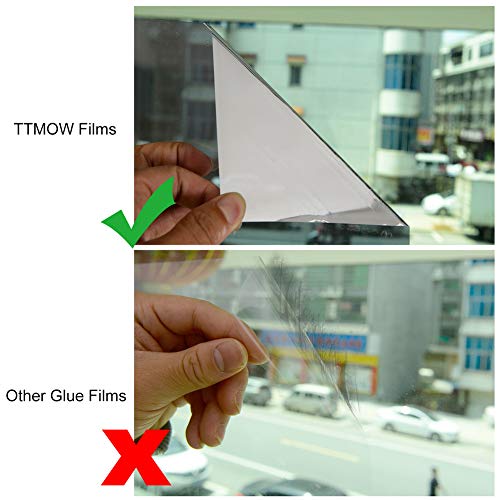 TTMOW Vinilo Pet Película Adhesiva Lámina de Espejo para Ventanas Cristal Unidireccional Protector de Privacidad Anti 99% UV y Anti 85% IR para Hogar y Oficina (40 * 400cm)