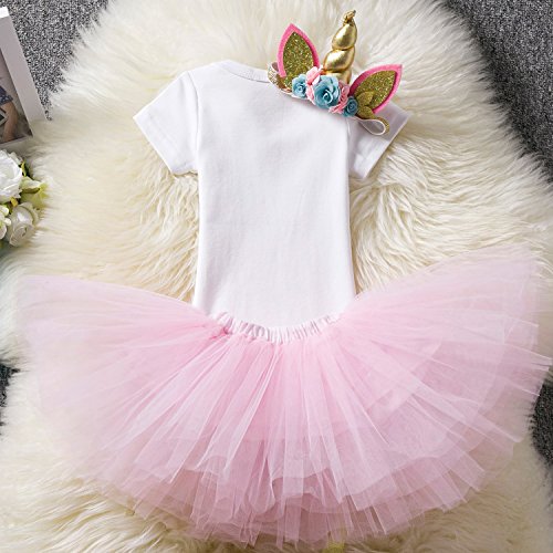 TTYAOVO Bebé Niña 1er cumpleaños 3pcs Conjuntos con Diadema Unicorn y Mameluco y Faldas Tamaño 1 años Rosa y Unicornio TTYAOVO Bebé Niña 1er cumpleaños 3pcs Conjuntos con Diadema Unicorn y Mameluco y Faldas Tamaño 1 años Rosa y Unicornio