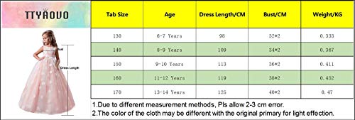 TTYAOVO Chicas Princesa Flor Vestir Hinchado Danza Pelota Tul Vestidos 6-7 años(Talla130) 363 Blanco TTYAOVO Chicas Princesa Flor Vestir Hinchado Danza Pelota Tul Vestidos 6-7 años(Talla130) 363 Blanco