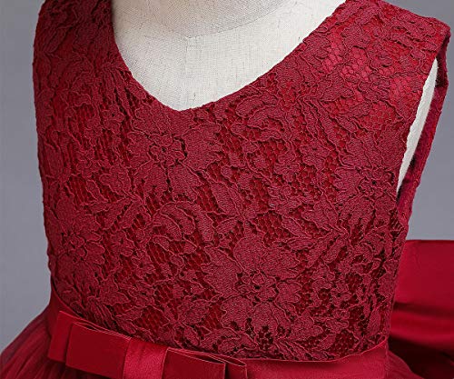 TTYAOVO Vestido de Fiesta de Encaje de Dama de Honor de la Boda de la Princesa de Las Niñas Tamaño(100) 18-24 Meses 06 Rojo