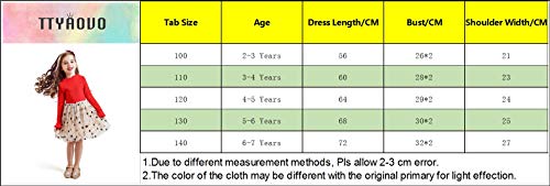 TTYAOVO Vestido de Tul de Fiesta de Princesa de Manga Larga para Niñas Talla(140) 6-7 años 671 Rojo TTYAOVO Vestido de Tul de Fiesta de Princesa de Manga Larga para Niñas Talla(140) 6-7 años 671 Rojo