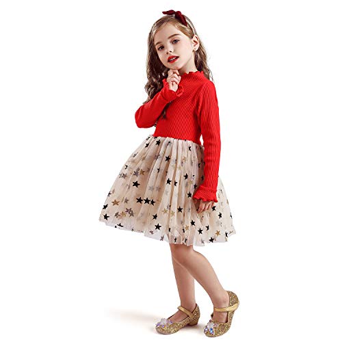 TTYAOVO Vestido de Tul de Fiesta de Princesa de Manga Larga para Niñas Talla(140) 6-7 años 671 Rojo TTYAOVO Vestido de Tul de Fiesta de Princesa de Manga Larga para Niñas Talla(140) 6-7 años 671 Rojo