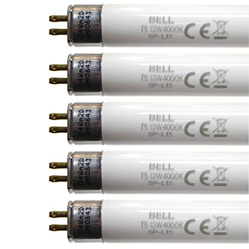 Tubos fluorescentes de 525 mm, luz blanca fría 4000 K, casquillo G5, 13 W, modelo 05412, paquete de 5 Tubos fluorescentes de 525 mm, luz blanca fría 4000 K, casquillo G5, 13 W, modelo 05412, paquete de 5