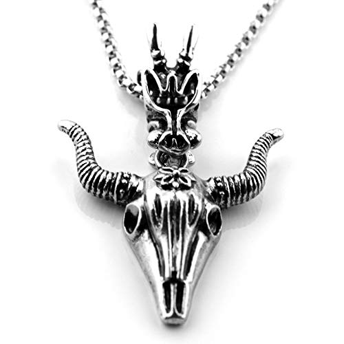TUDUDU Cool Punk Style Collar Bull Skull Head Colgante De Aleación De Fundición para Hombres Collar De Calavera Vaca Bossy Ox Bikers Joyería Moda Hombres Longitud 60Cm TUDUDU Cool Punk Style Collar Bull Skull Head Colgante De Aleación De Fundición para Hombres Collar De Calavera Vaca Bossy Ox Bikers Joyería Moda Hombres Longitud 60Cm