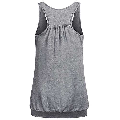 TUDUZ Blusa Mujer Sin Manga Verano Camisa Deportiva Top Cuello Redondo Chaleco Suelto Camiseta Moda (Gris.B, M)