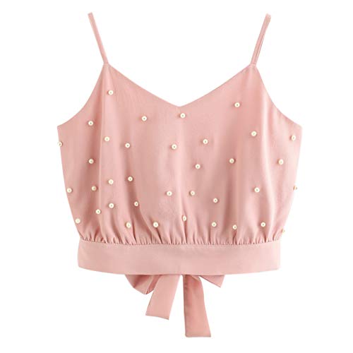 TUDUZ Blusa Mujer Sin Manga Verano Camisa Raya Top Cuello en V Chaleco Pequeño Camiseta Moda (Rosado.B, M) TUDUZ Blusa Mujer Sin Manga Verano Camisa Raya Top Cuello en V Chaleco Pequeño Camiseta Moda (Rosado.B, M)