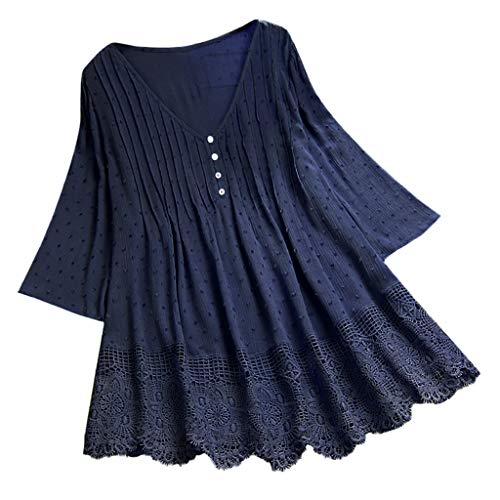 TUDUZ Blusas Mujer Manga Corta Verano Sólido O-Cuello Bolsillos De Lino Camisas Camisetas Moda 2019 (Armada-B, L) TUDUZ Blusas Mujer Manga Corta Verano Sólido O-Cuello Bolsillos De Lino Camisas Camisetas Moda 2019 (Armada-B, L)