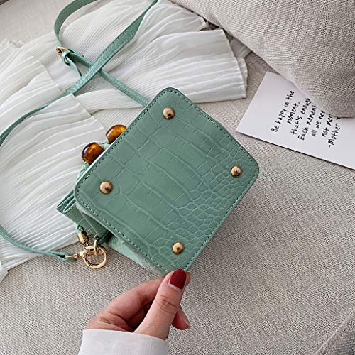TUDUZ Bolso Bandolera Mujer De Hombro De Cocodrilo Trenzado A Mano Con Cuentas Retro Bolso De Mensajero (Verde) TUDUZ Bolso Bandolera Mujer De Hombro De Cocodrilo Trenzado A Mano Con Cuentas Retro Bolso De Mensajero (Verde)