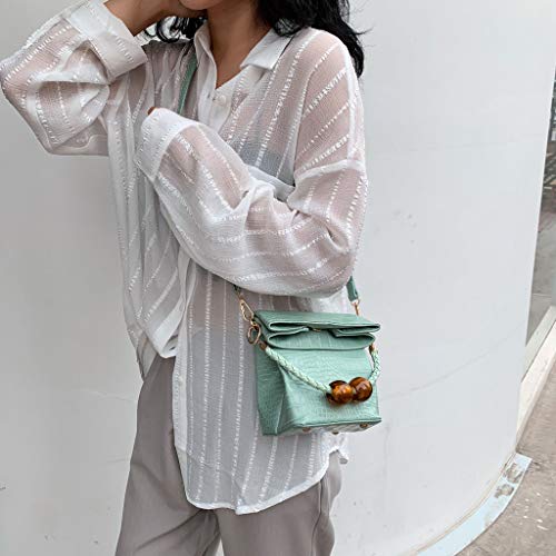 TUDUZ Bolso Bandolera Mujer De Hombro De Cocodrilo Trenzado A Mano Con Cuentas Retro Bolso De Mensajero (Verde) TUDUZ Bolso Bandolera Mujer De Hombro De Cocodrilo Trenzado A Mano Con Cuentas Retro Bolso De Mensajero (Verde)