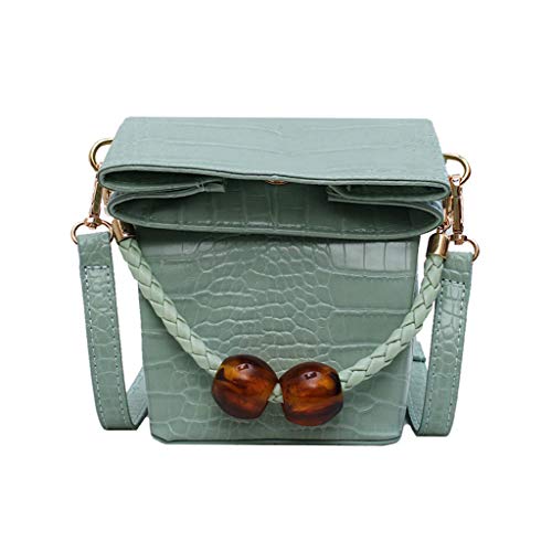 TUDUZ Bolso Bandolera Mujer De Hombro De Cocodrilo Trenzado A Mano Con Cuentas Retro Bolso De Mensajero (Verde) TUDUZ Bolso Bandolera Mujer De Hombro De Cocodrilo Trenzado A Mano Con Cuentas Retro Bolso De Mensajero (Verde)