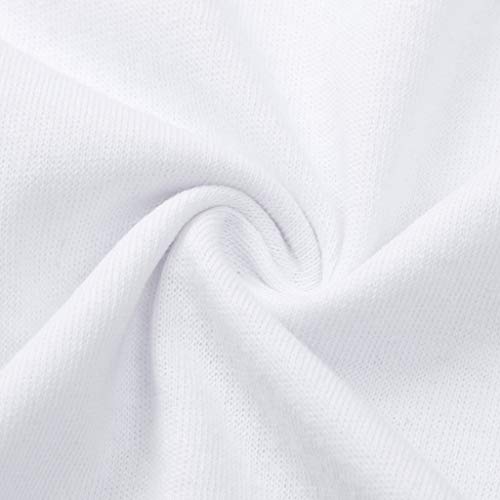 TUDUZ Camisas Mujer Manga Larga Blusas Impresión Tops Cuello Redondo Camisetas (Blanco.a, S)