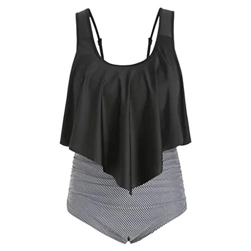 TUDUZ Mujer Tankini De Dos Piezas Bikini Talla Extra Floral Impreso Conjunto De Trajes De Baño (Negro.b, XL) TUDUZ Mujer Tankini De Dos Piezas Bikini Talla Extra Floral Impreso Conjunto De Trajes De Baño (Negro.b, XL)