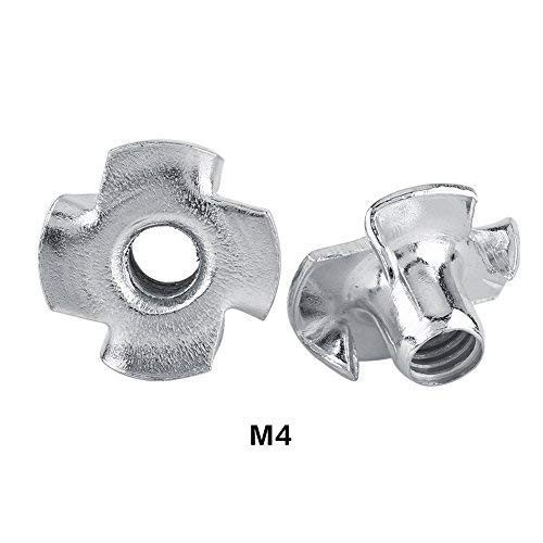 Tuerca en T Tuercas en T de cuatro puntas Tuercas de acero al carbono chapadas en zinc para muebles de carpintería M3 / M4 / M5 / M6 / M8 (M4-50pcs) Tuerca en T Tuercas en T de cuatro puntas Tuercas de acero al carbono chapadas en zinc para muebles de carpintería M3 / M4 / M5 / M6 / M8 (M4-50pcs)