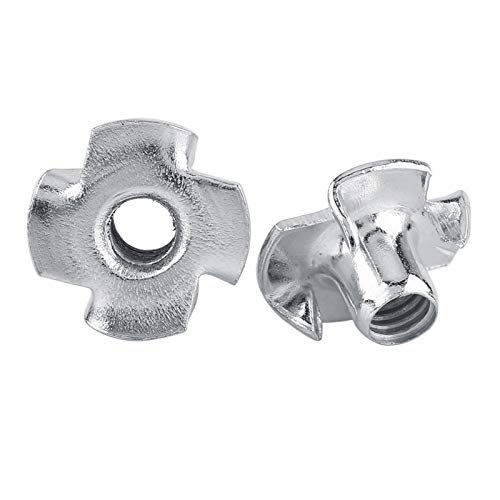 Tuerca en T Tuercas en T de cuatro puntas Tuercas de acero al carbono chapadas en zinc para muebles de carpintería M3 / M4 / M5 / M6 / M8 (M6-50pcs)