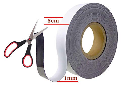 TUKA 10m x 30mm x 1mm Cinta Magnética Reescribible de Etiqueta/Rotular/Marcar, Identificación Imán Rodillo, para Pizarra Blancas, Estante Metálica. Escribir Limpiar Recortar, Blanco TKD9046-3cm TUKA 10m x 30mm x 1mm Cinta Magnética Reescribible de Etiqueta/Rotular/Marcar, Identificación Imán Rodillo, para Pizarra Blancas, Estante Metálica. Escribir Limpiar Recortar, Blanco TKD9046-3cm
