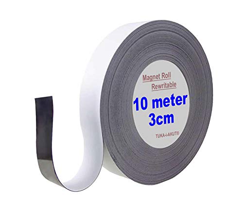 TUKA 10m x 30mm x 1mm Cinta Magnética Reescribible de Etiqueta/Rotular/Marcar, Identificación Imán Rodillo, para Pizarra Blancas, Estante Metálica. Escribir Limpiar Recortar, Blanco TKD9046-3cm TUKA 10m x 30mm x 1mm Cinta Magnética Reescribible de Etiqueta/Rotular/Marcar, Identificación Imán Rodillo, para Pizarra Blancas, Estante Metálica. Escribir Limpiar Recortar, Blanco TKD9046-3cm