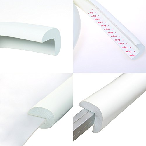 TUKA 5 Metros Protector Borde Anti-Golpe, Espuma Forma de L para Mesa Borde, Anticolisión Tira Seguridad Bebés y Niños, Suave Protectores para Bordes, Extra DENSOS. Off Blanco, TKD7000 Off White