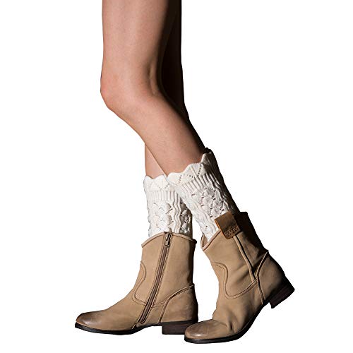 Tukistore Encajes Hueco Cortas Calentador de piernas Mujer Invierno Calcetines de la Rodilla de Ganchillo Calentadores Medias de piernas Calentadores De Punto