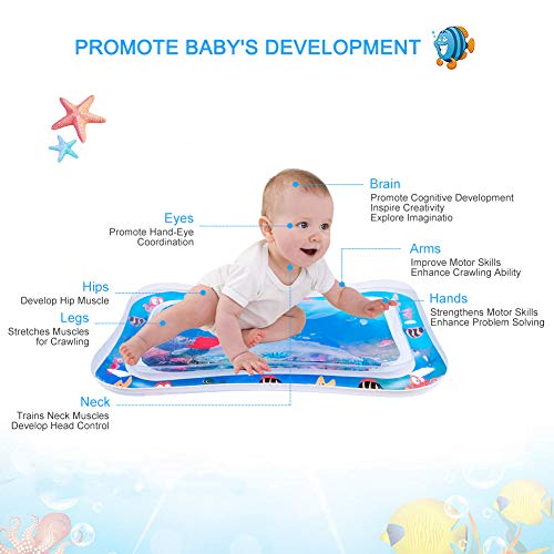 Tummy Time Baby, Eletorot Alfombra de Juego Inflable Sensorial Manta de Juegos Gimnasio Agua on Diversión Centro de Actividades para Bebé Divertidas (Azul)
