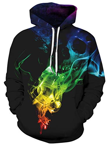 TUONROAD Sweatshirt Hombre Gracioso Humo Colores 3D Impreso Hoodie Mujer Ligero Gym Pullover Confortable Sudaderas con Capucha Unisex Manga Larga Sweater Hoody con Bolsillos Cordón 2XL-3XL