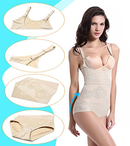 Tuopuda Body Faja Reductora Mujer Abdomen con Gancho,cómodo y Ligero Corsé Faja para presumir de Buena Figura sin Costuras (XXL(Waist 24.6-29.6 Inch), Beige)