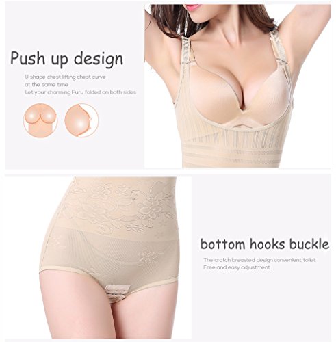 Tuopuda Body Faja Reductora Mujer Abdomen con Gancho,cómodo y Ligero Corsé Faja para presumir de Buena Figura sin Costuras (XXL(Waist 24.6-29.6 Inch), Beige)