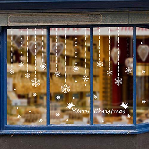 Tuopuda® Copos de Nieve y Pelota Decoración Navidad Pegatina Calcomanía de Ventana Vidrio Pared Puerta Vinilos Decorativos Autoadhesivo para Escaparate Tienda Hogar Moderno (copo de nieve)