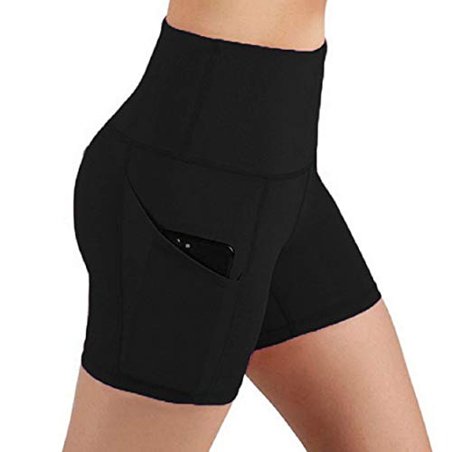 Tuopuda Cortas Leggins Mujer Pantalones Deportivas Cintura Alta Pantalones con Bolsillo del teléfono para Running Training Fitness Yoga y Pilates