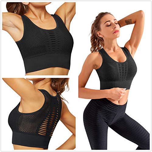 Tuopuda Sujetador Deportivo Tops de Yoga Bra Deportivo Alto Impacto Cómodo Sujetador Yoga Mujer sin Costuras Sujetador Deportivo Mujer con Almohadillas Extraíbles Crop Top para Gimnasio Bailar